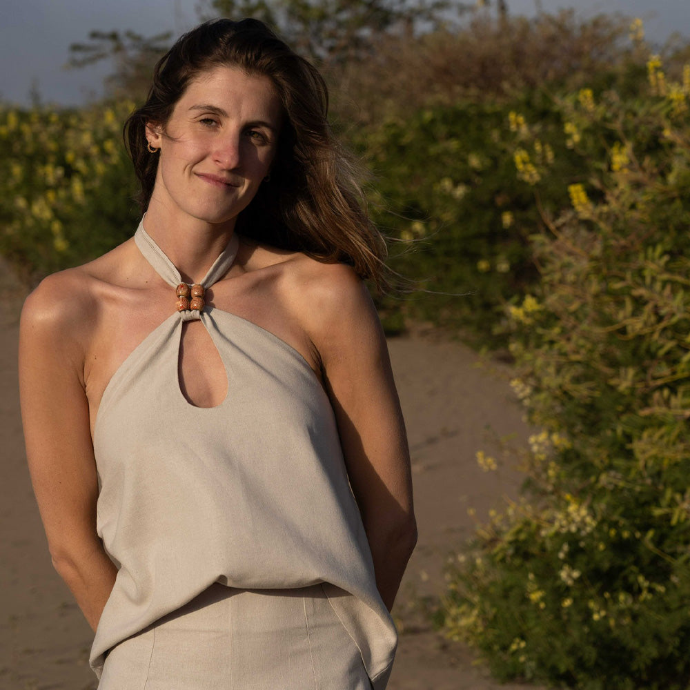 Blusa Paulette Lino Beige