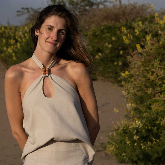 Blusa Paulette Lino Beige