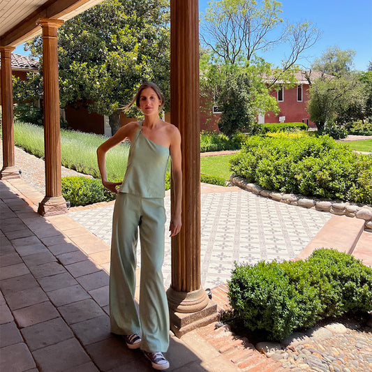 Pantalón Lino Verde Olivia