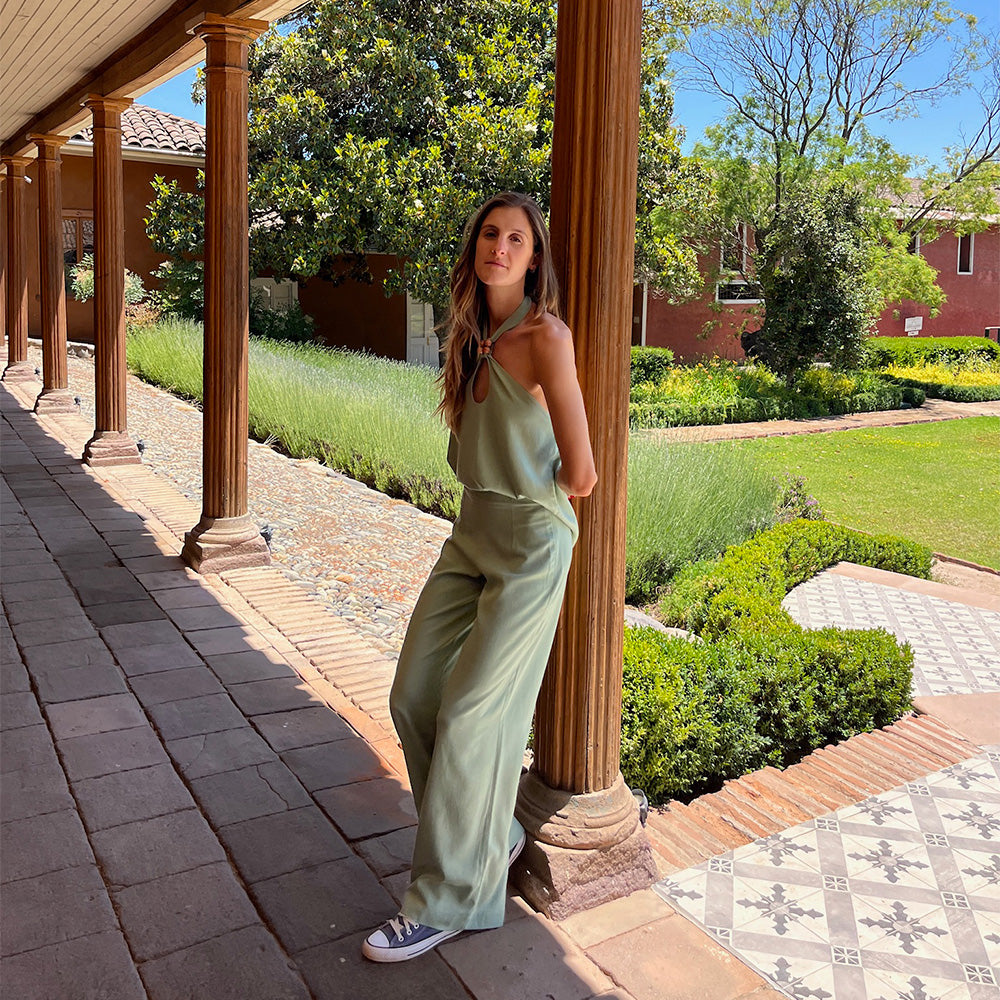 Pantalón Lino Verde Olivia