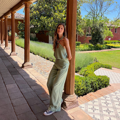 Pantalón Lino Verde Olivia