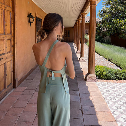 Pantalón Lino Verde Olivia